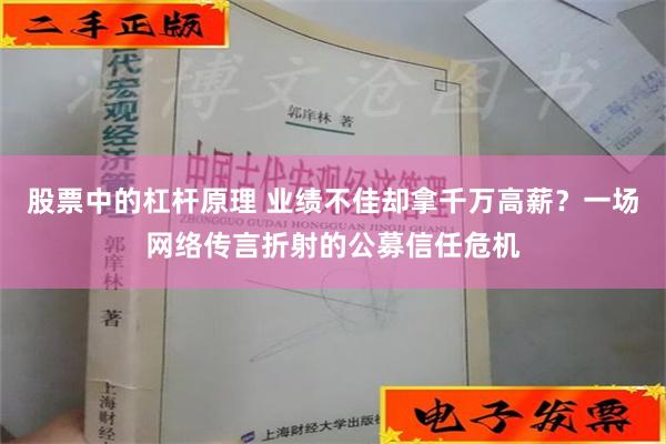 股票中的杠杆原理 业绩不佳却拿千万高薪？一场网络传言折射的公募信任危机