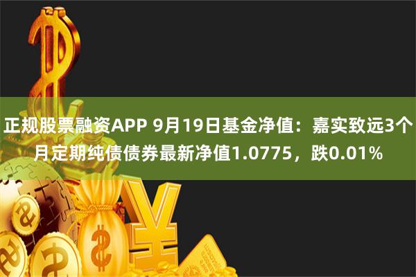 正规股票融资APP 9月19日基金净值：嘉实致远3个月定期纯债债券最新净值1.0775，跌0.01%