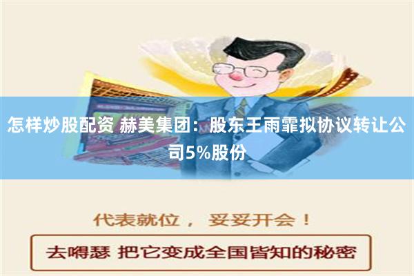 怎样炒股配资 赫美集团：股东王雨霏拟协议转让公司5%股份