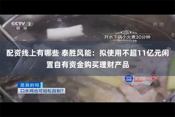 配资线上有哪些 泰胜风能：拟使用不超11亿元闲置自有资金购买理财产品